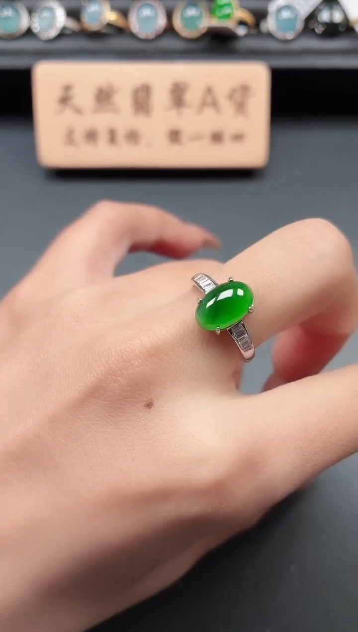 银S925镶嵌戒指翡翠11