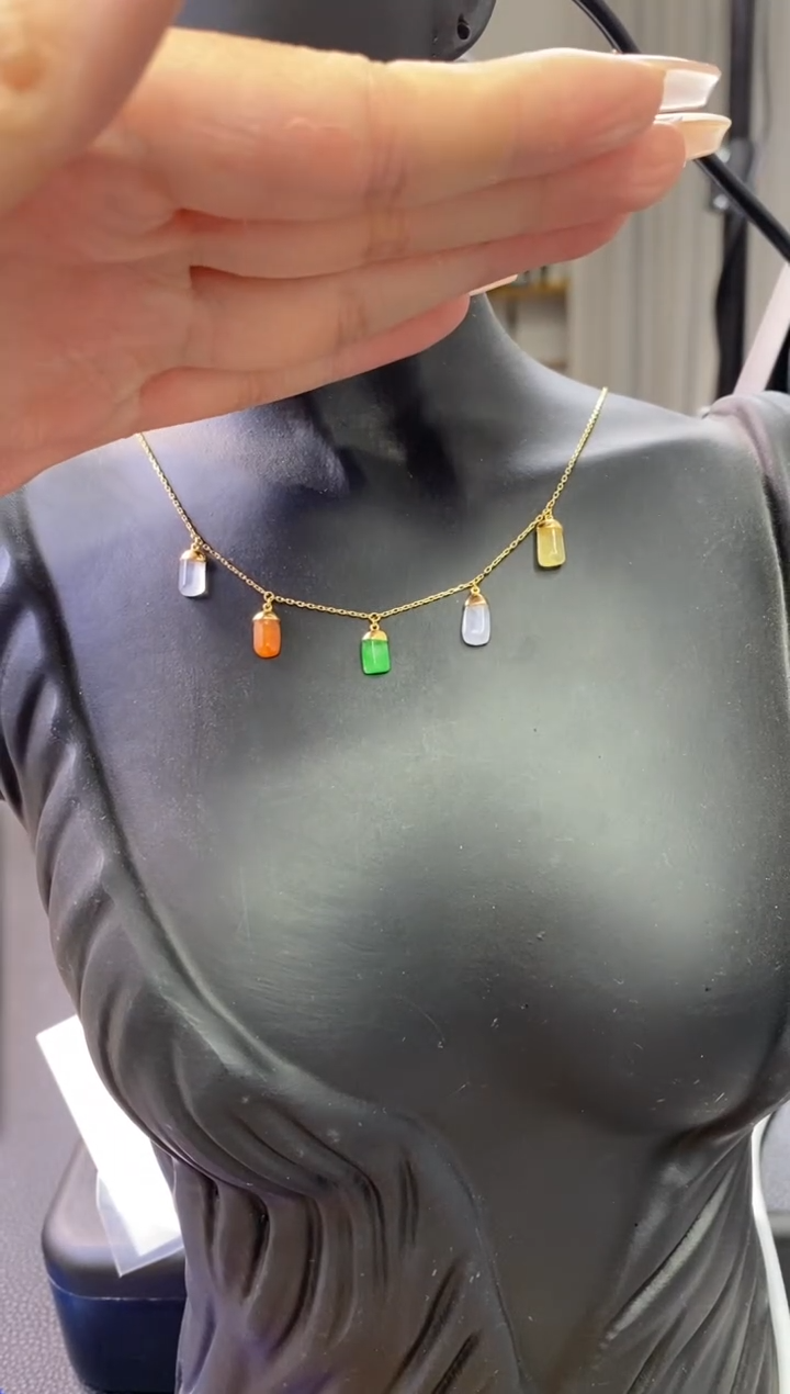 【闪购商品】翡翠颈饰18K金镶嵌净货12379