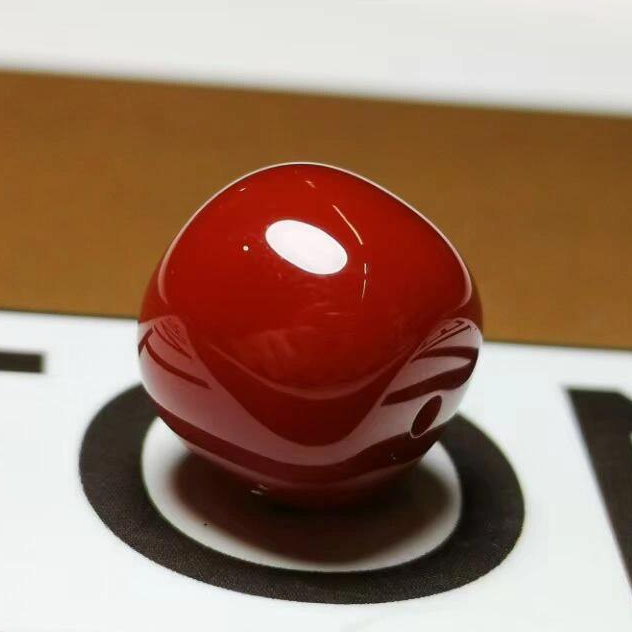 南红卡7+mm老型珠一颗川料瓦西牛血红单珠配饰