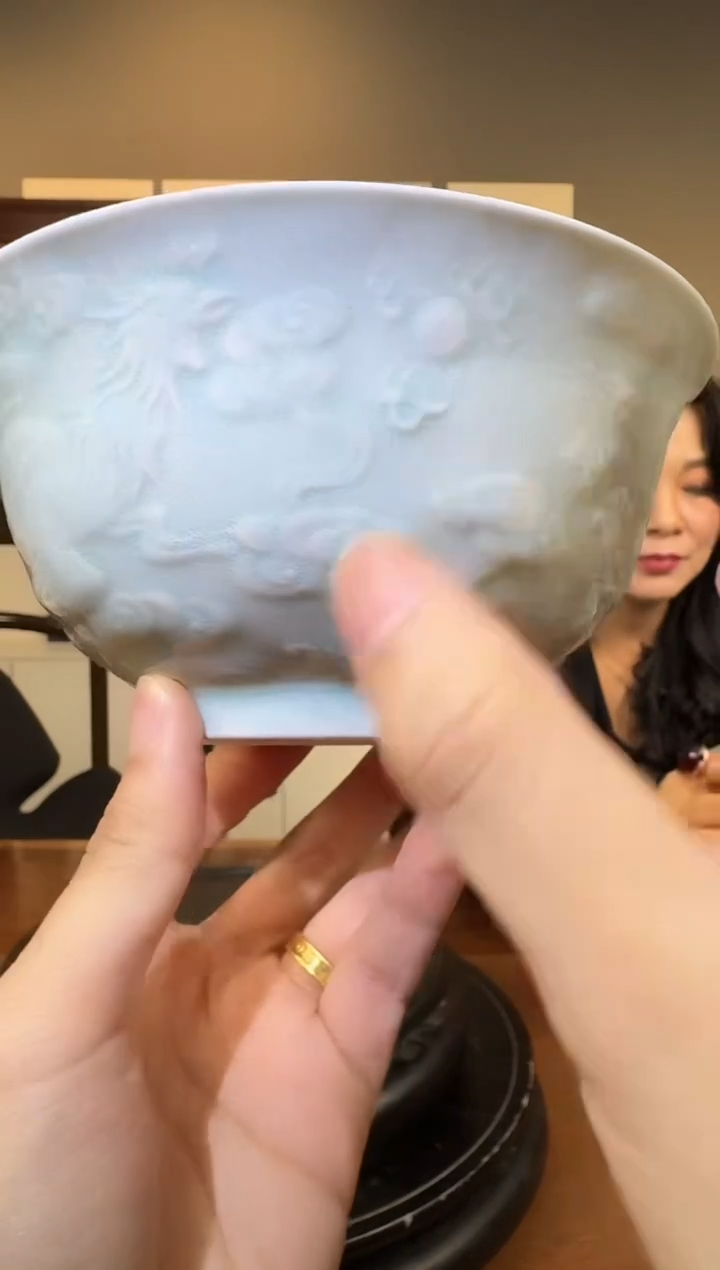 碗陶瓷B27/窑变冰裂天青色碗——