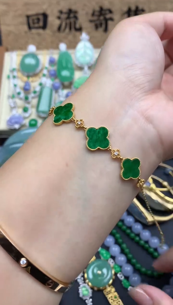 【闪购商品】翡翠手串18K金镶嵌403-中国好珍宝