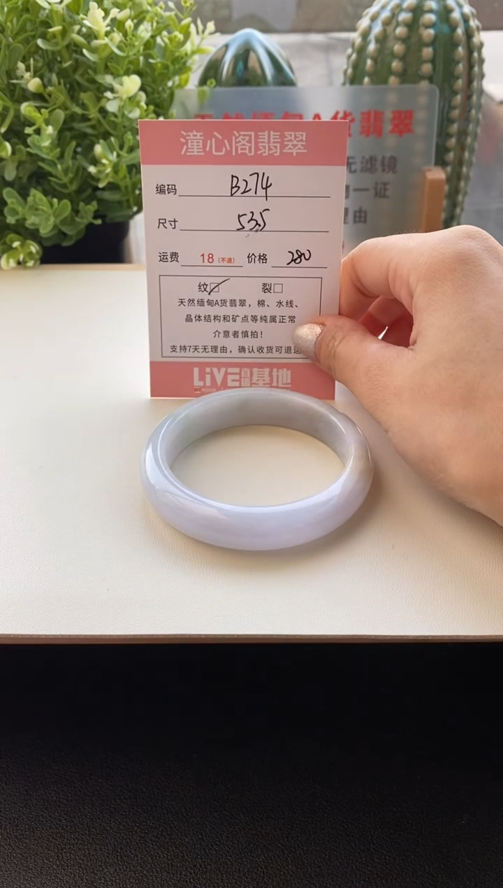 未镶嵌手镯翡翠圈口53.5编码B274