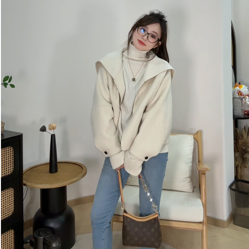 YX五DY202511122新款海军领手工大衣百搭时尚秋冬韩版保暖