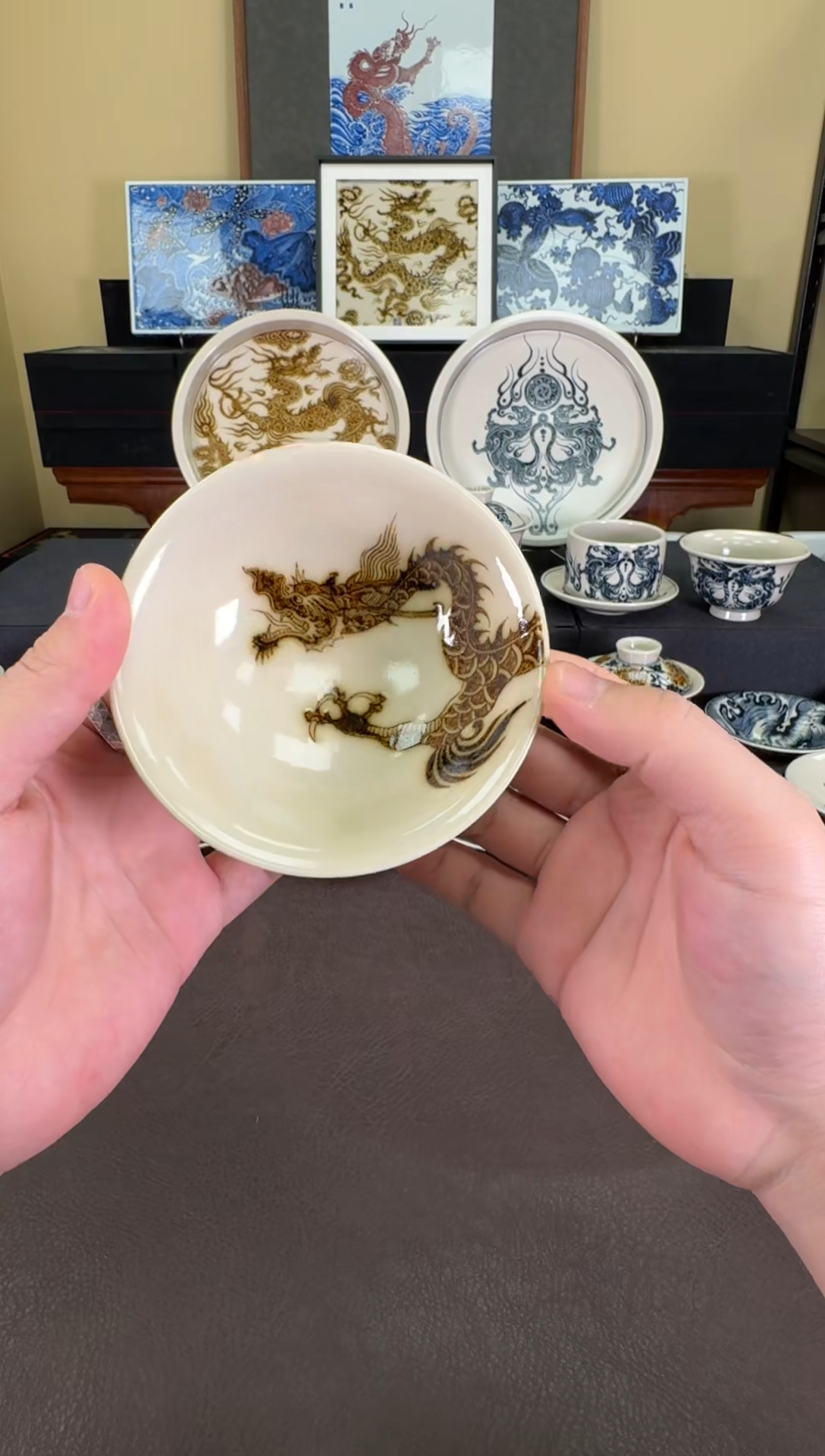 【闪购商品】釉里金过肩龙斗笠杯