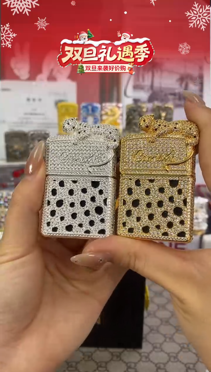 铜ZIPPO满钻金钱豹 礼盒礼袋-油-火石-礼包