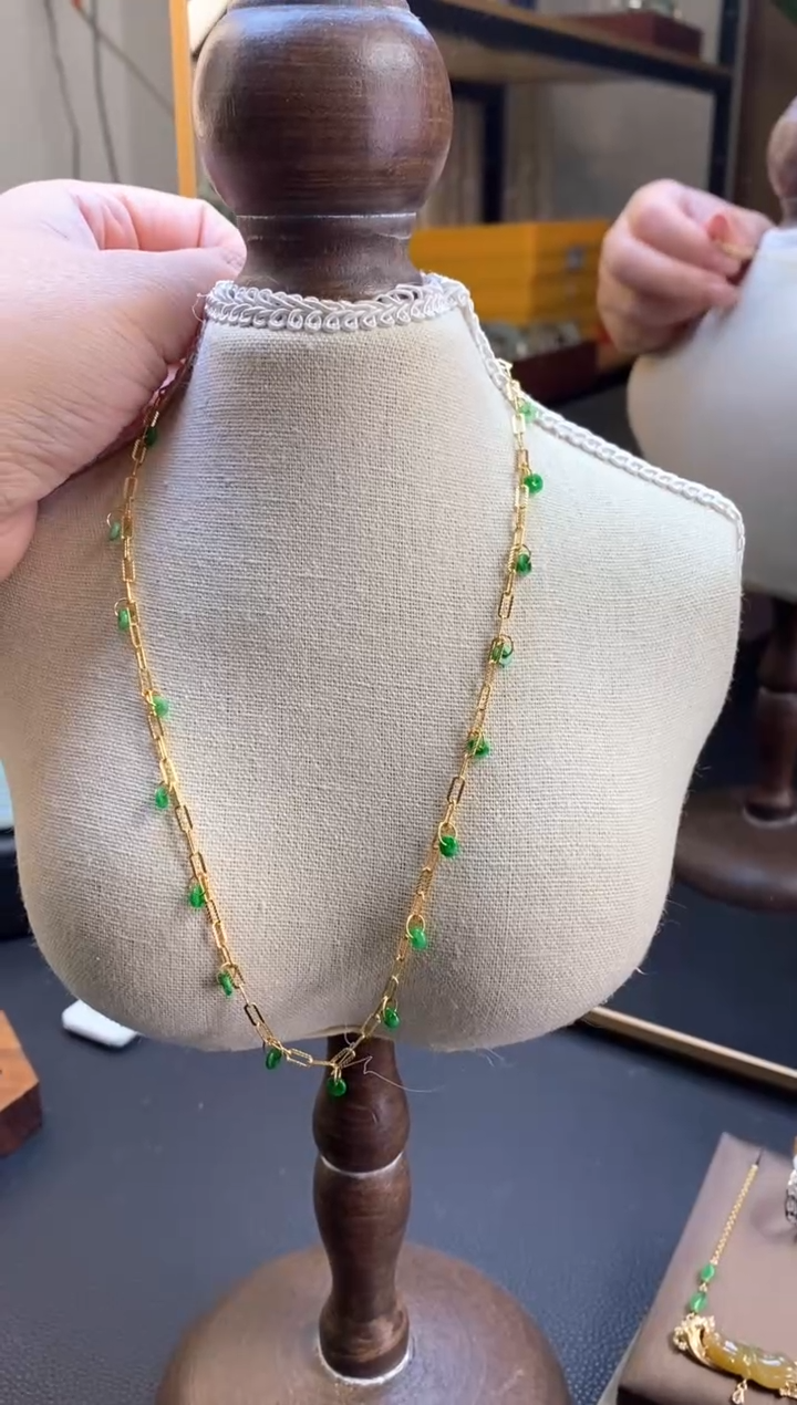 颈饰银S925镶嵌翡翠18243