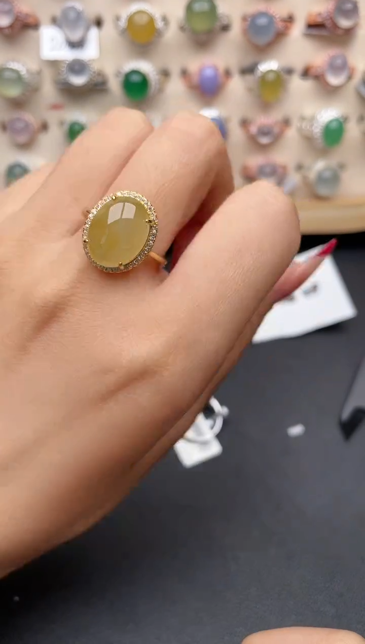 【闪购商品】翡翠戒指银S925镶嵌一物一证一礼盒