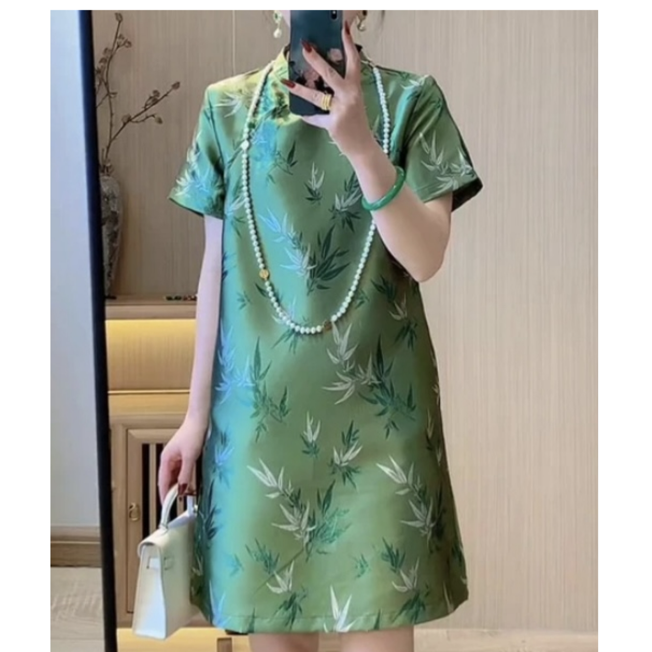 【松竹意】新中式绿色旗袍高端精致唐装连衣裙20249663——小黎玫瑰仓