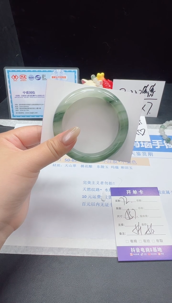 石英质玉未镶嵌手镯72--55.7 天山翠