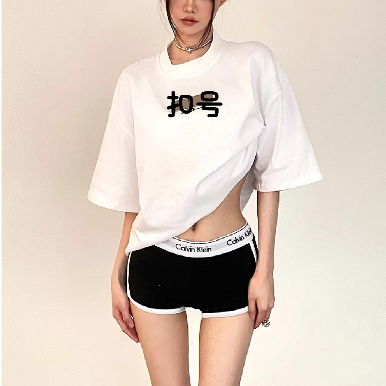 【扣号】福利美式国潮短袖时尚圆领宽松纯棉潮流百搭情侣