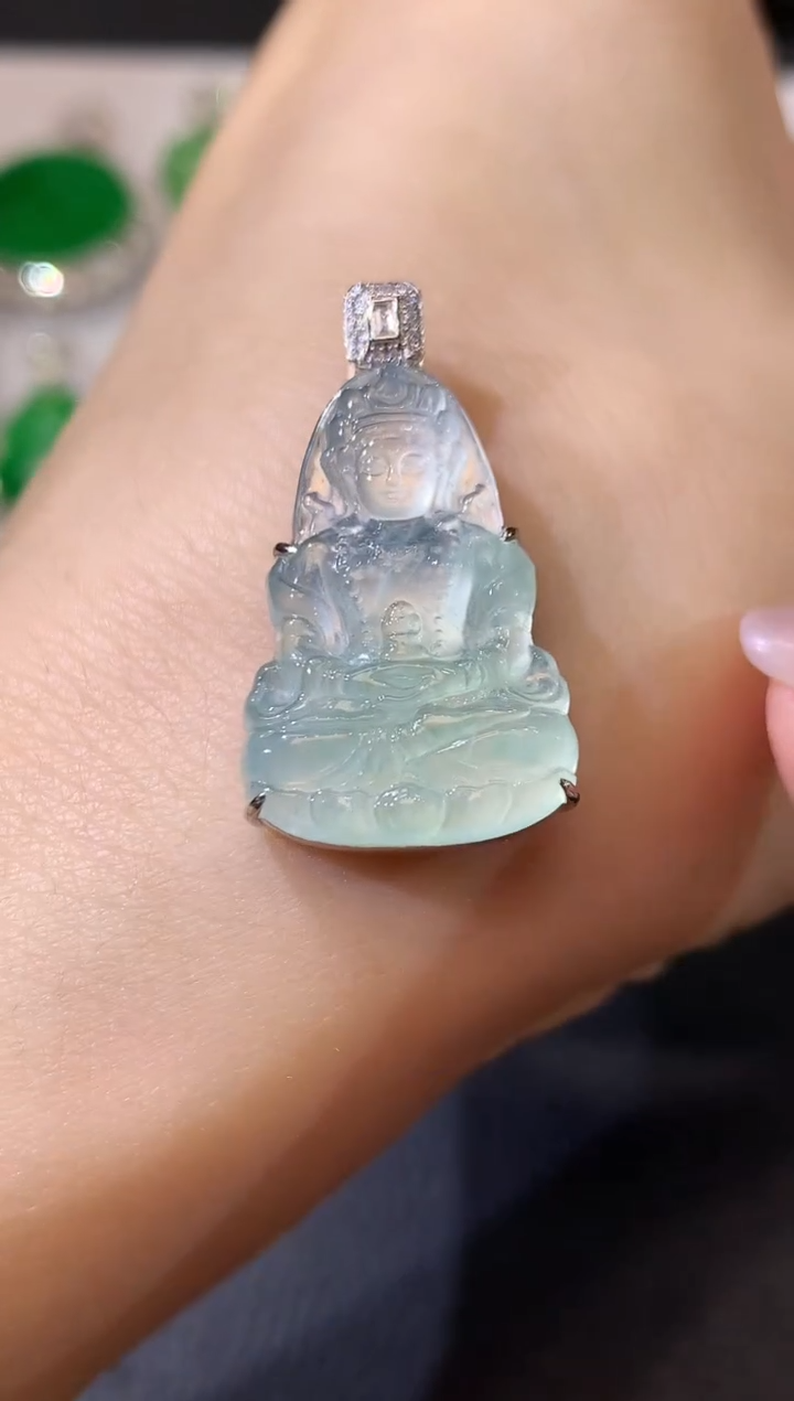 【闪购商品】翡翠吊坠(不含链)18K金镶嵌A42