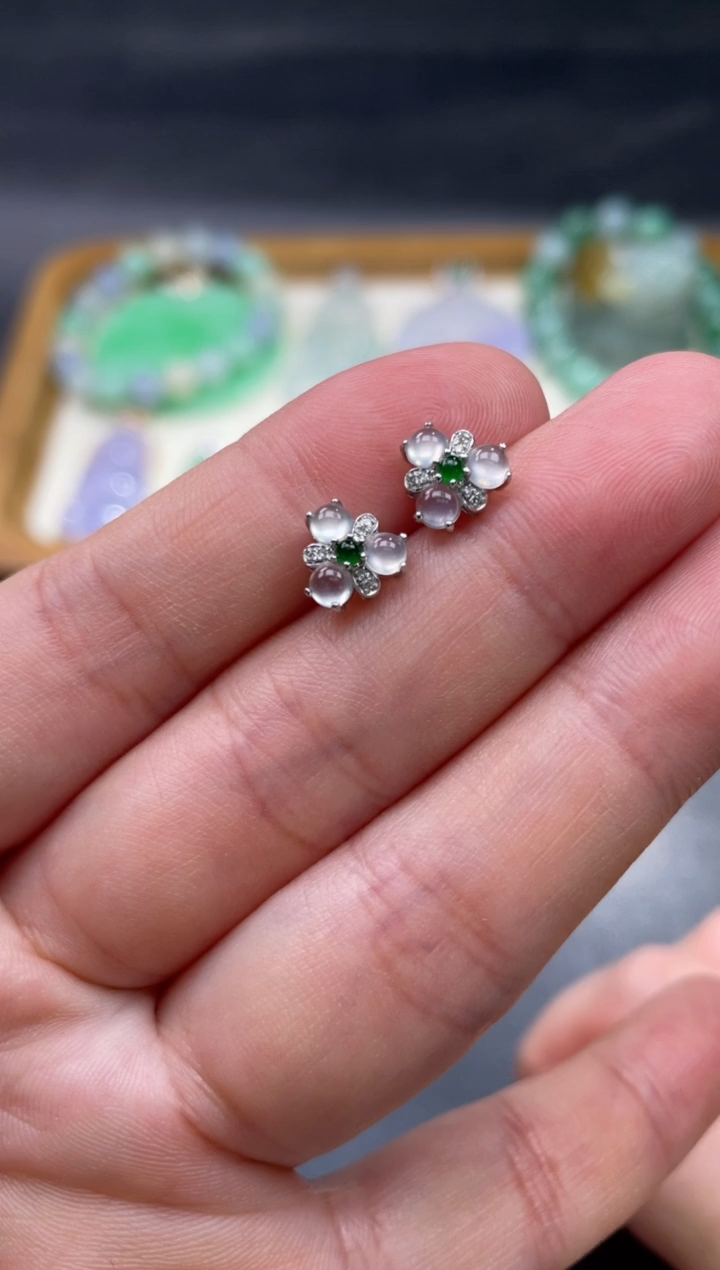 【闪购商品】翡翠耳饰18K金镶嵌36..........