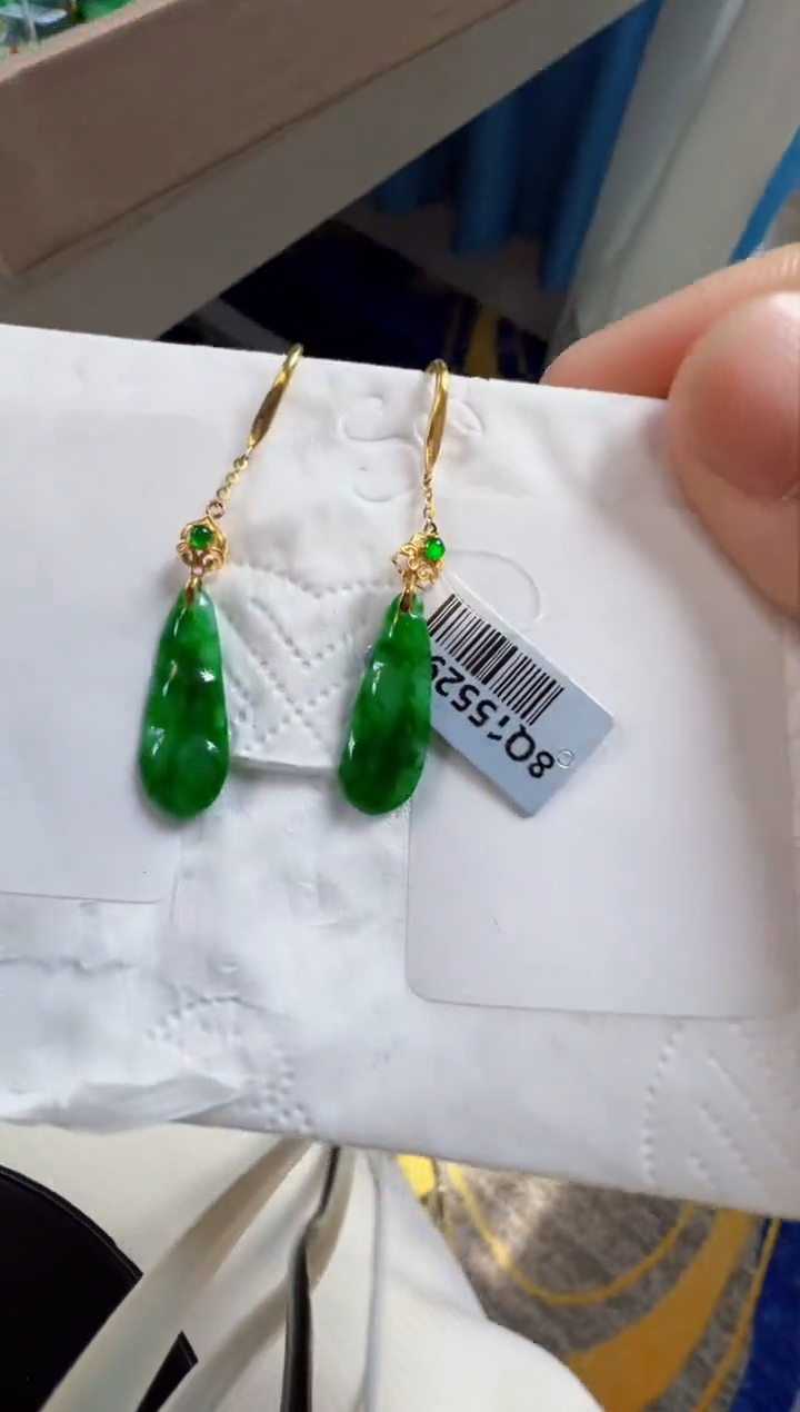 【闪购商品】翡翠耳饰18K金镶嵌1980元