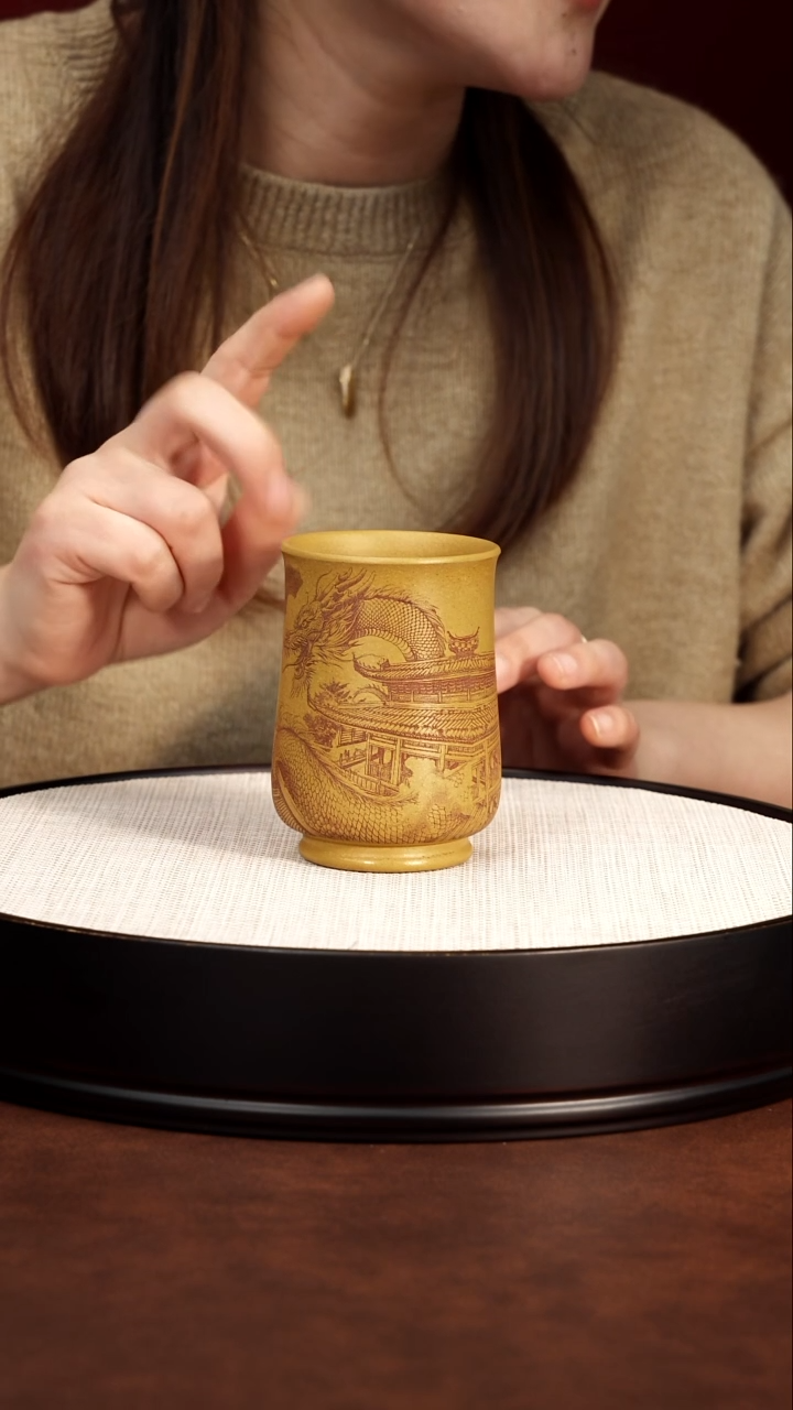 紫砂茶案全手工主人杯 段泥龙杯 200cc