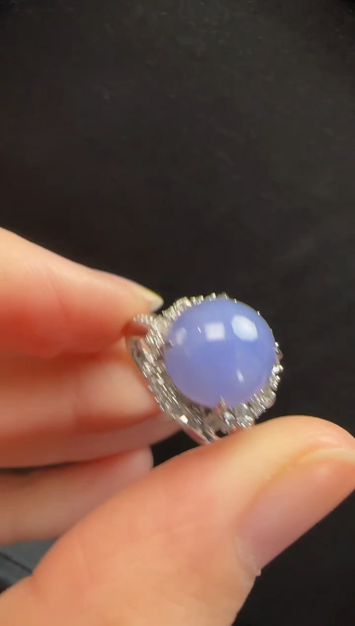 【闪购商品】翡翠戒指18K金镶嵌67蛋面