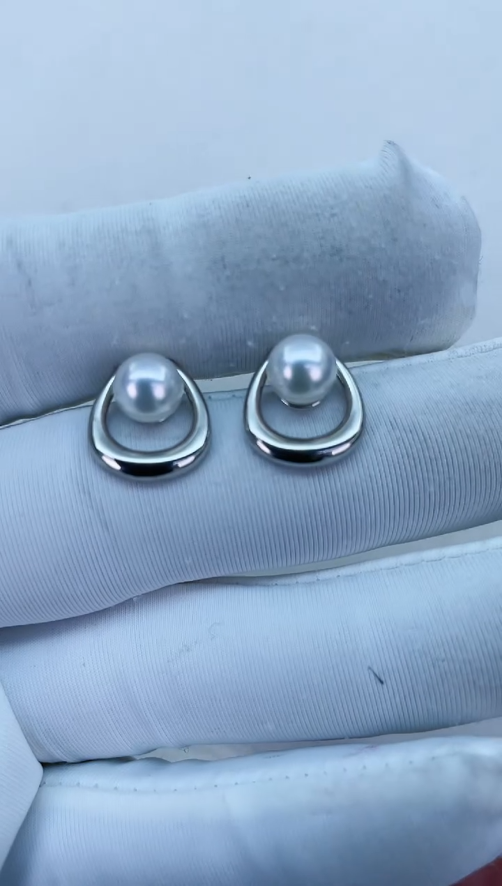 【闪购商品】海水珍珠耳饰银S925镶嵌6-6.5mm