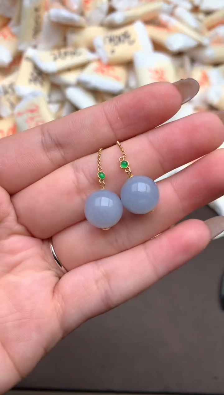 【闪购商品】翡翠18K金镶嵌耳饰—