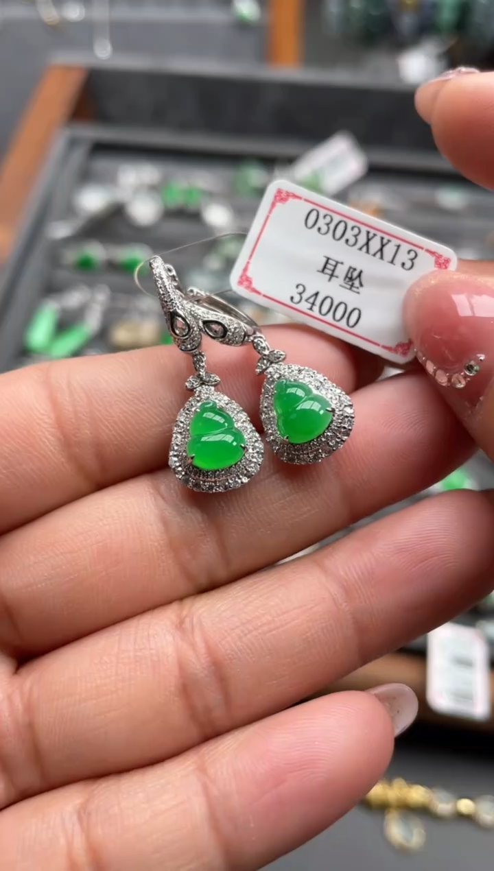 【闪购商品】翡翠耳饰18K金镶嵌0303XX13