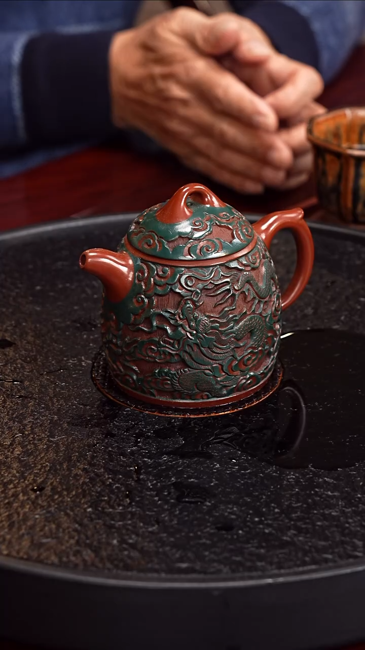茶壶紫砂潘洪均 秦权41 大红袍 280毫升 邮票