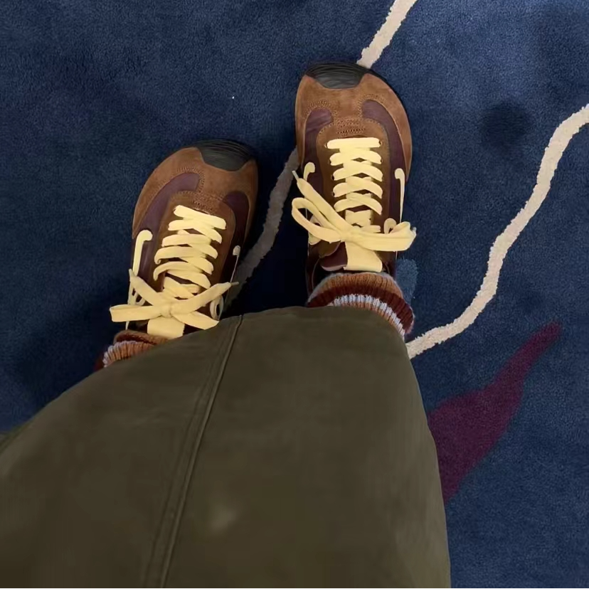 歪头拼色真皮休闲鞋 运动鞋 时尚复古百搭德迅鞋潮流低帮阿甘鞋潮