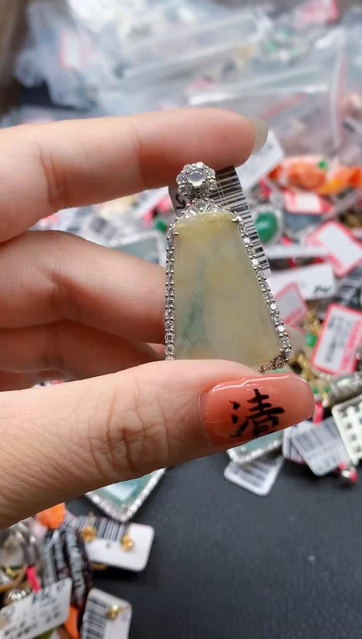 银S925镶嵌戒指翡翠天然A货缅甸翡翠