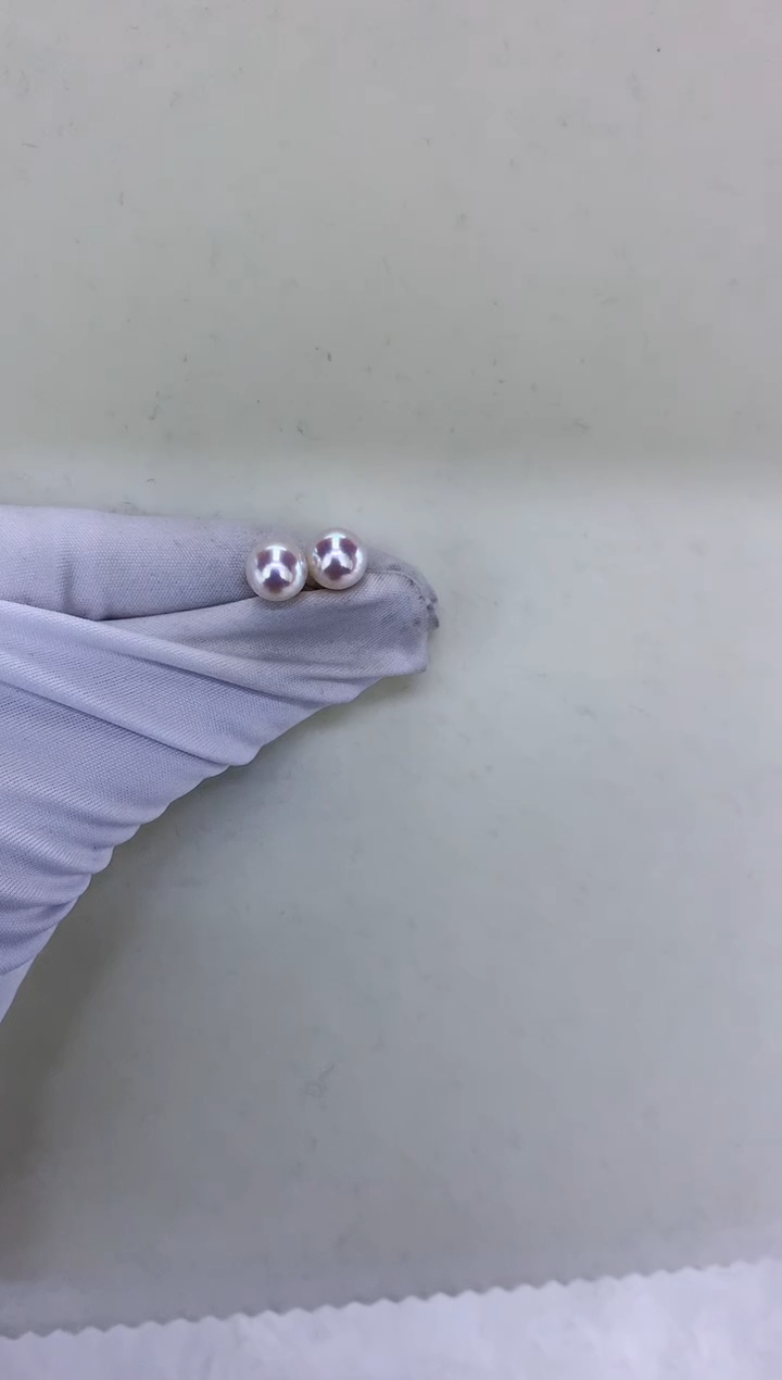 18K金镶嵌DA海水珍珠 X013 耳钉8-8.5MM