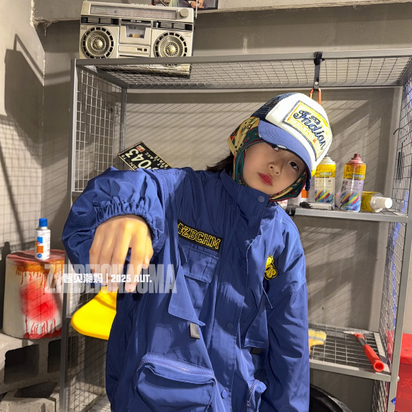 M+潮童纯色拉链春季运动保暖冬季长袖休闲常规夹克加厚立领
