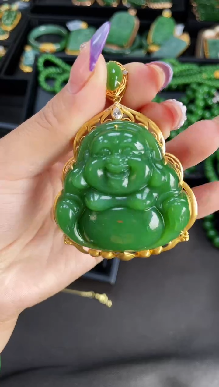 【闪购商品】和田玉吊坠18K金镶嵌50MM 多样性发一