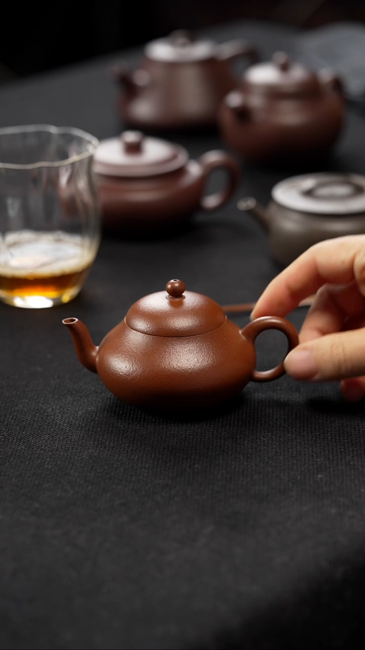 茶壶紫砂j**i老朱泥矮梨-老王玩壶-半手工