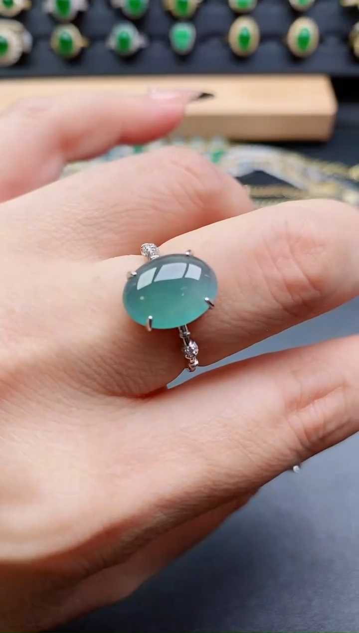 银S925镶嵌戒指翡翠1