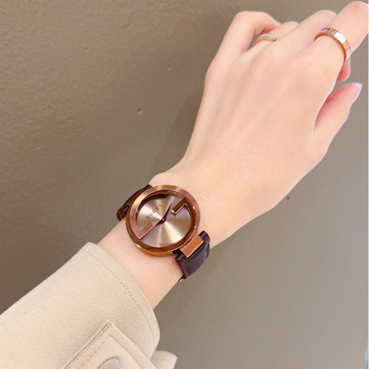 【卡总专属】古驰咖啡色双G石英腕表37MM表盘YA133309