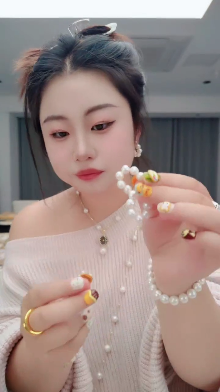 颈饰合金淡水珍珠1005耳圈