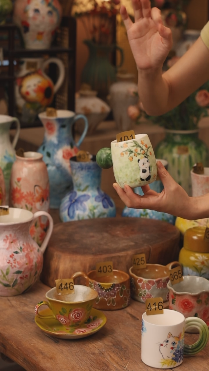 有机玻璃景德镇设计师手作花器摆件侘寂风401