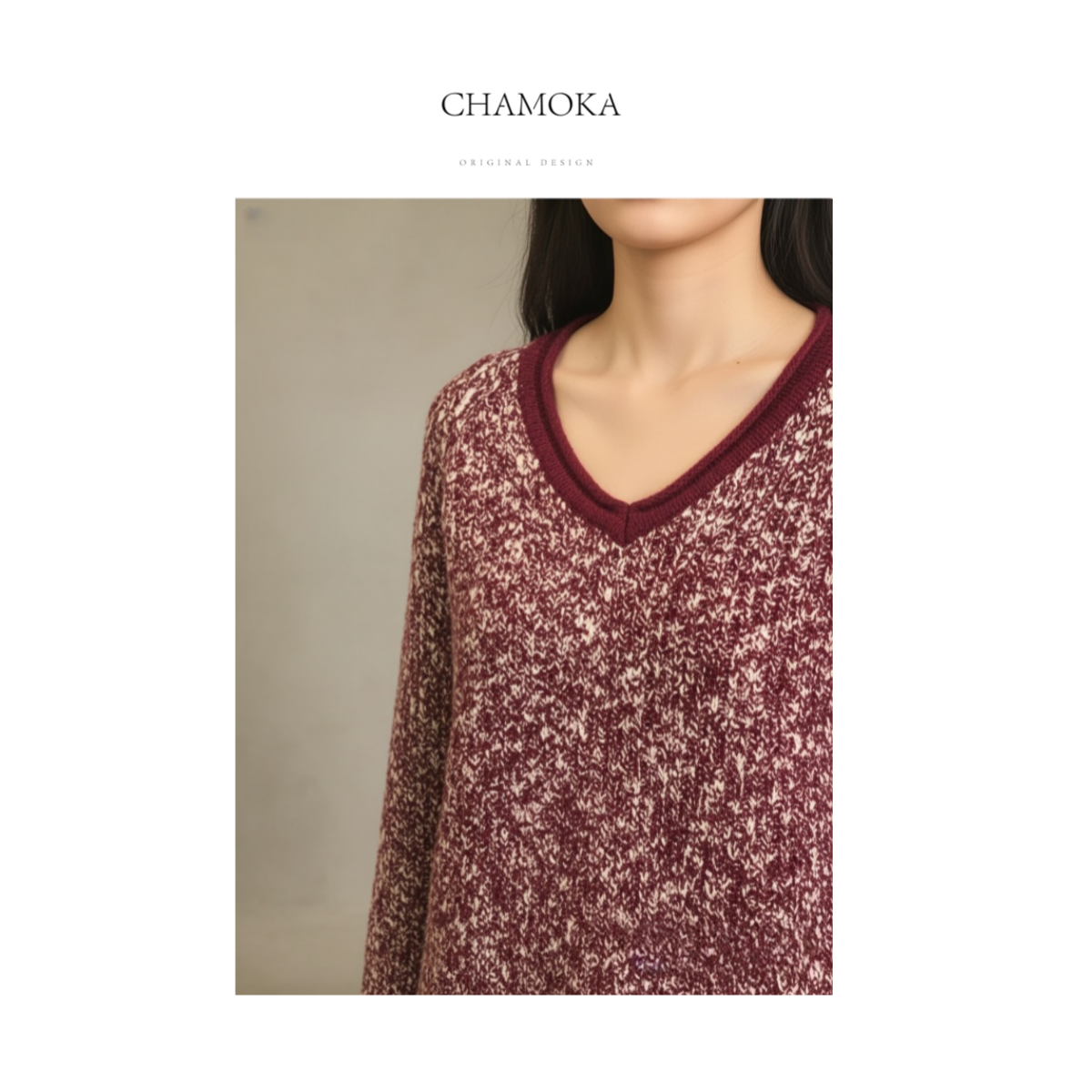 【夏莫卡】简约精致时髦百搭显瘦花式大肚纱V领羊毛针织衫L1287