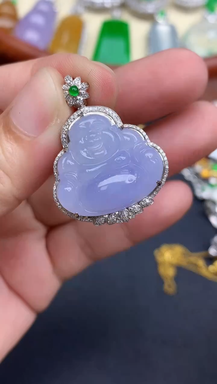 颈饰18K金镶嵌翡翠568-中国好珍宝