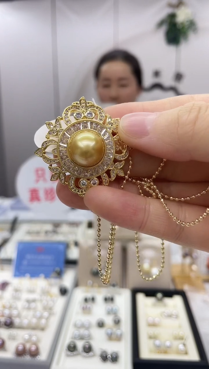 合金胸针海水珍珠12-13mm