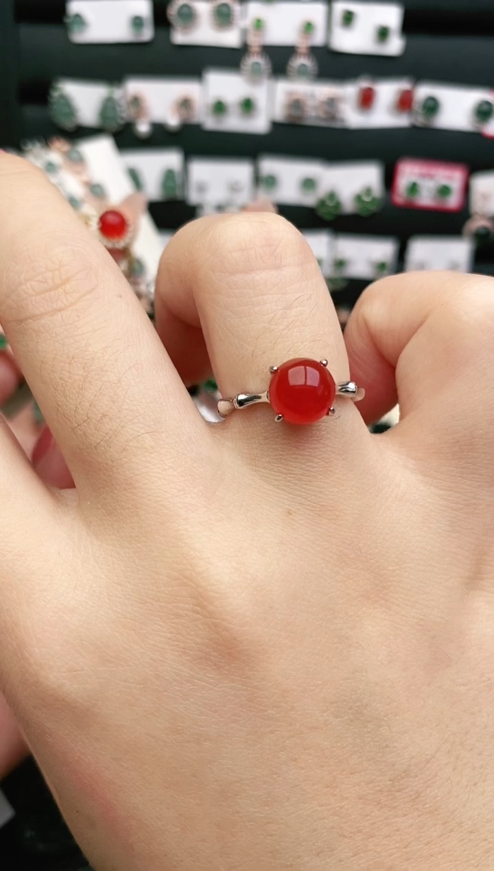 【闪购商品】玛瑙/玉髓戒指银S925镶嵌戒指