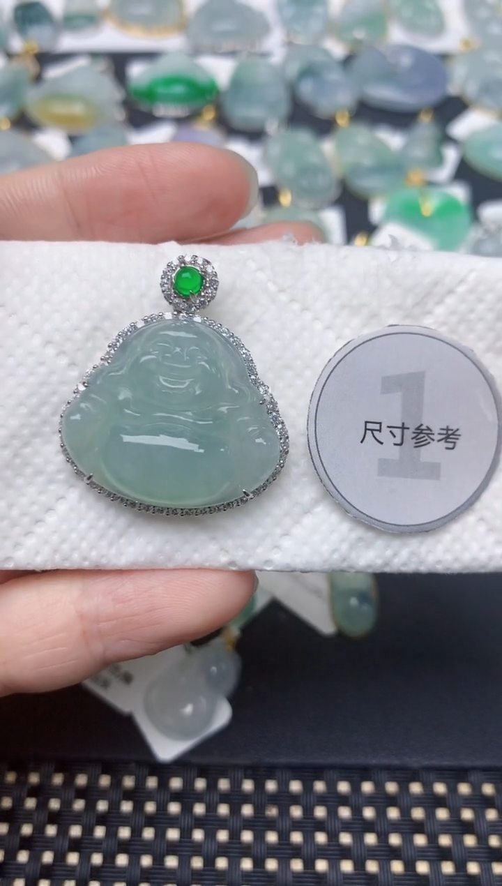 翡翠银S925镶嵌颈饰天然缅甸A货翡翠