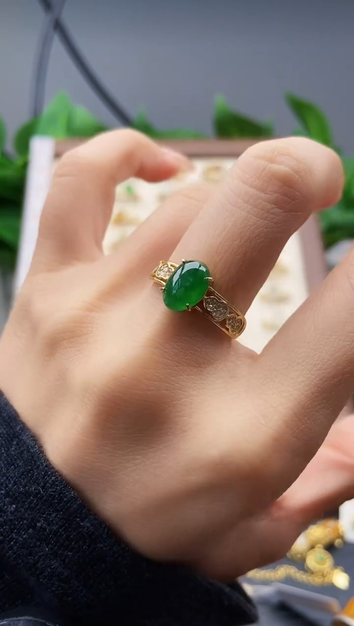 银S925镶嵌戒指翡翠12