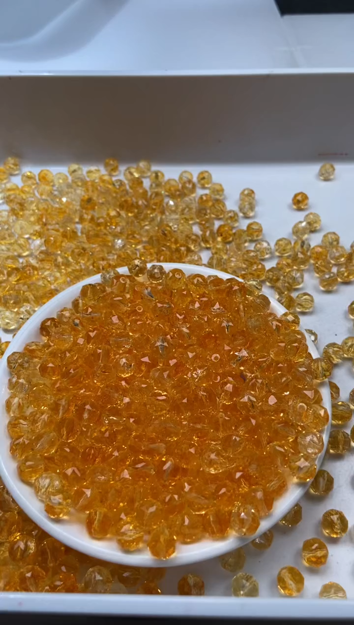 颈饰未镶嵌水晶W1799-金橙色碧玺切面8mm*15颗