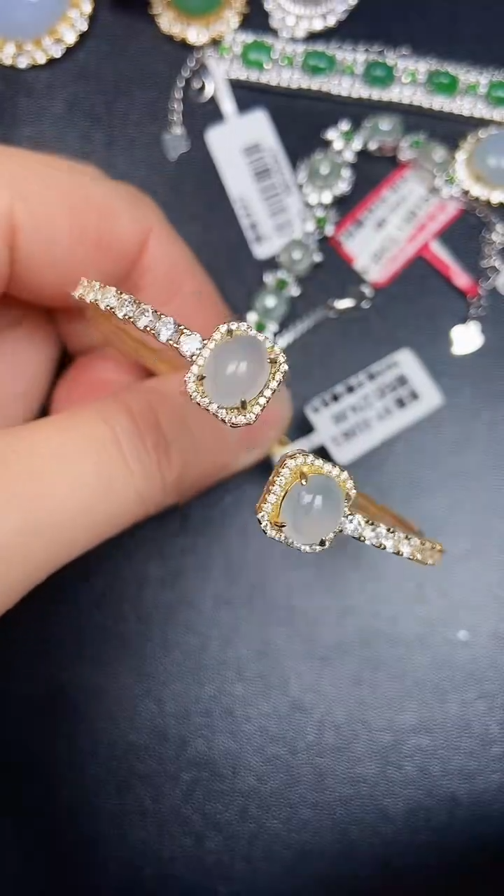 银S925镶嵌戒指翡翠2690