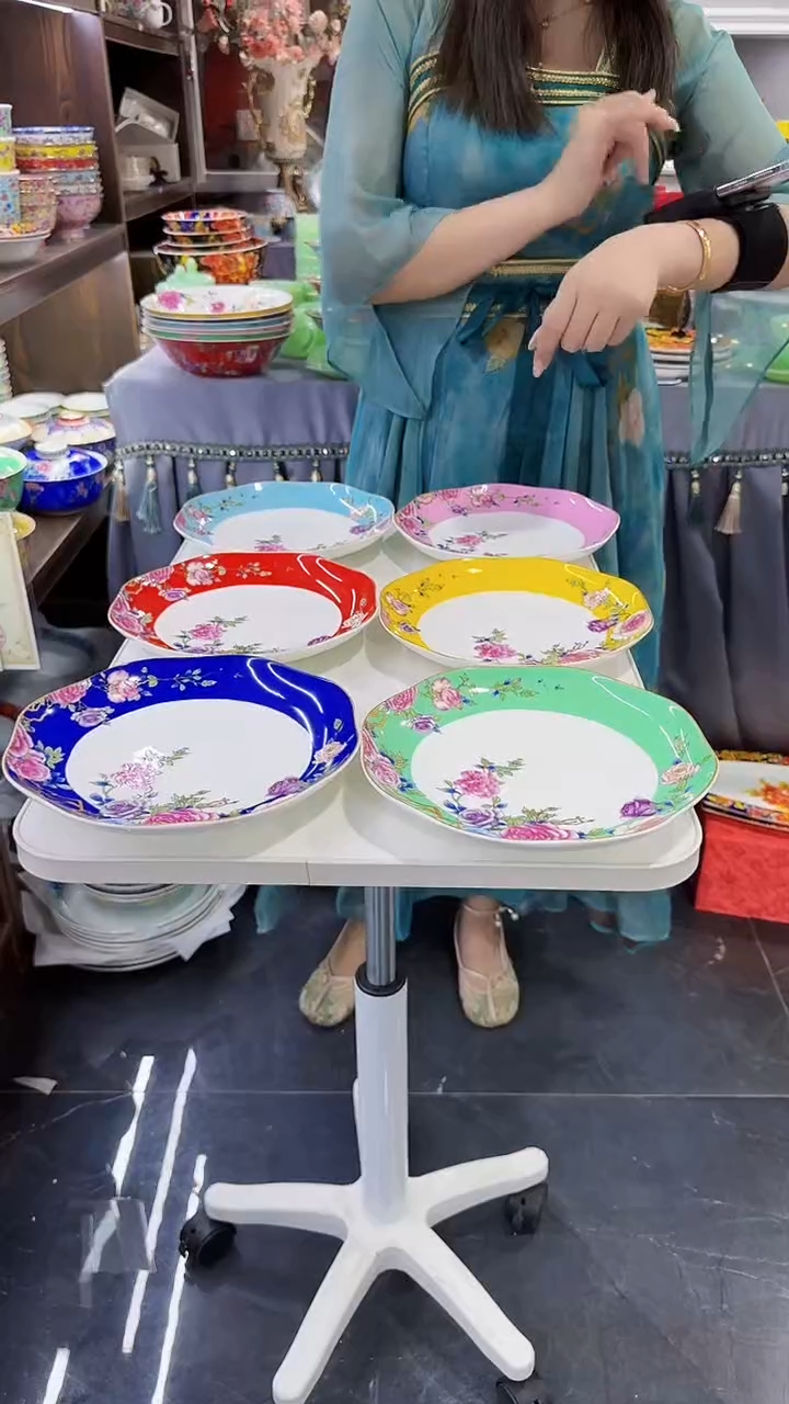 瓷片8英寸花口圆深盘6个景德镇陶瓷