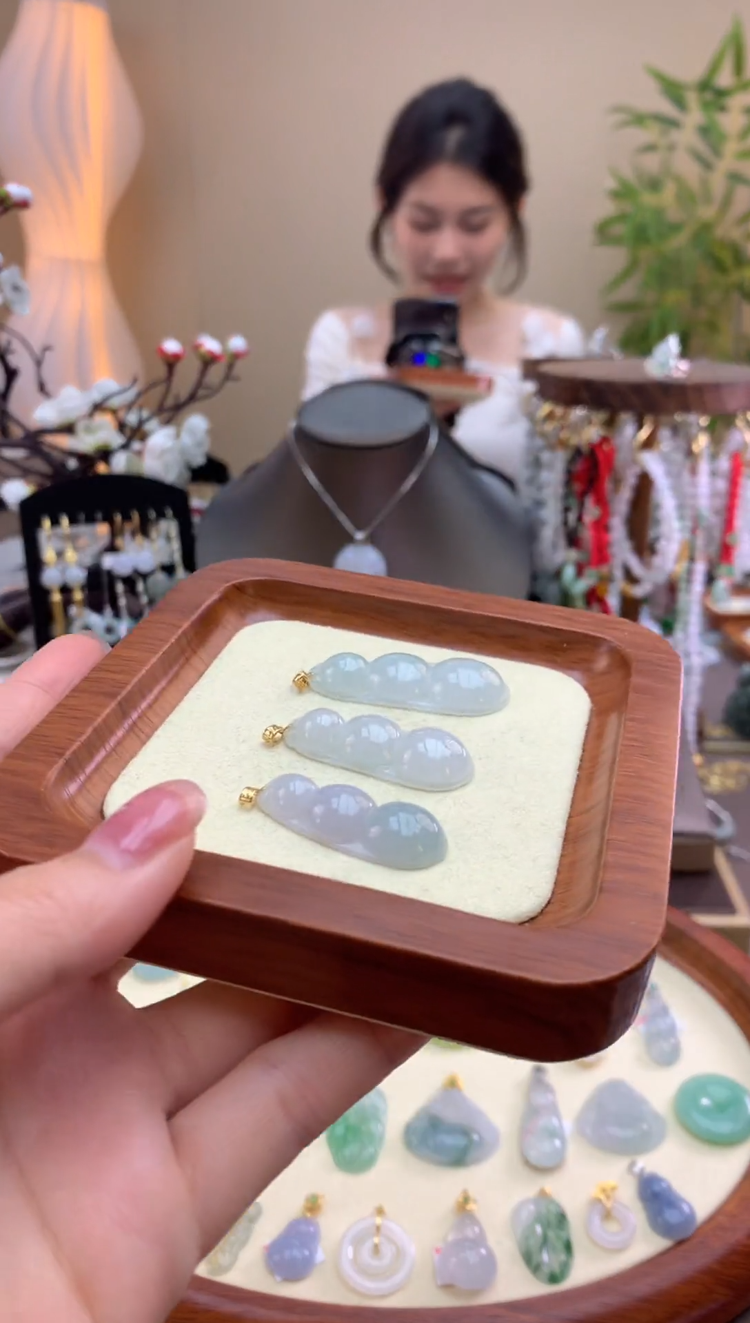 【闪购商品】翡翠颈饰18K金镶嵌豆子（多样性发其一）