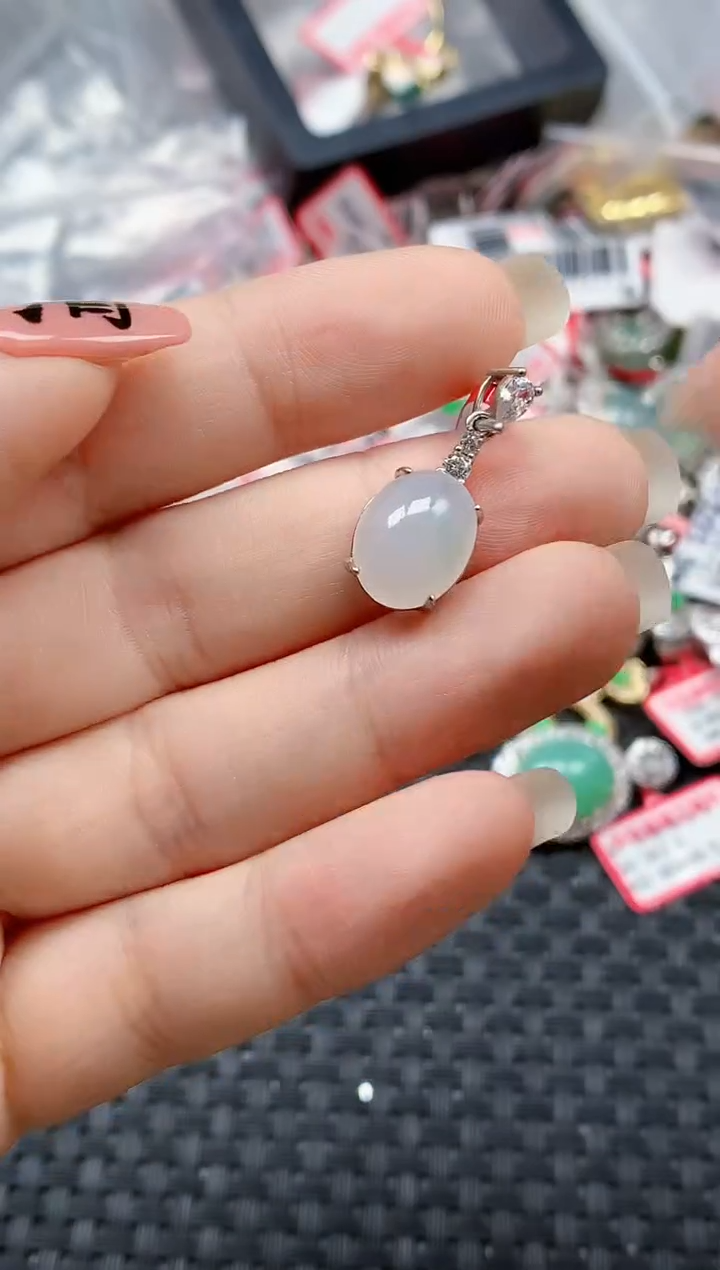 银S925镶嵌戒指翡翠天然A货缅甸翡翠