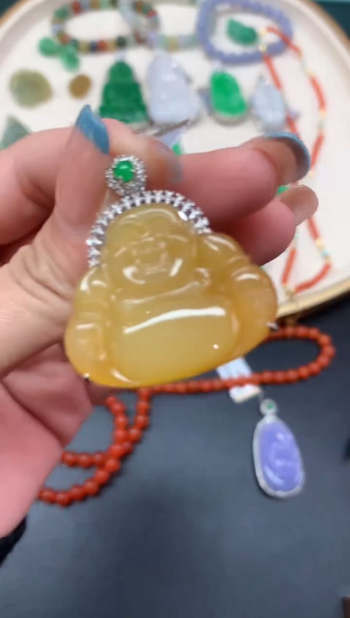 【闪购商品】翡翠吊坠(不含链)18K金镶嵌吊坠A68|6999