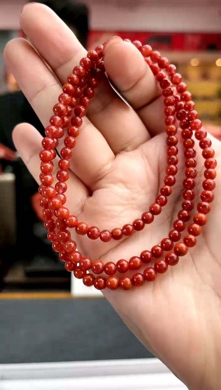 【闪购商品】南红玛瑙未镶嵌卡4南红瓦西火焰长链一件4