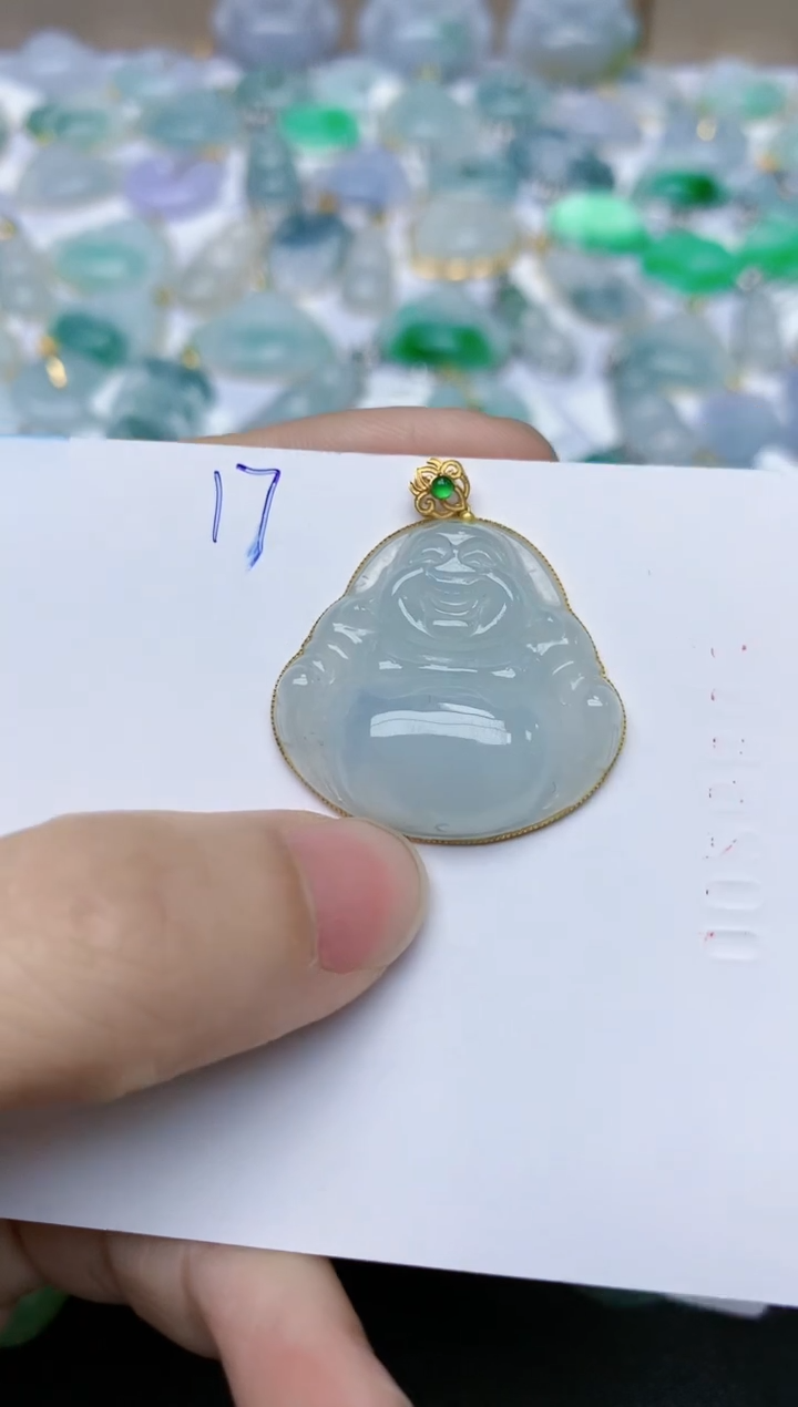 【闪购商品】翡翠颈饰18K金镶嵌天然翡翠A货    