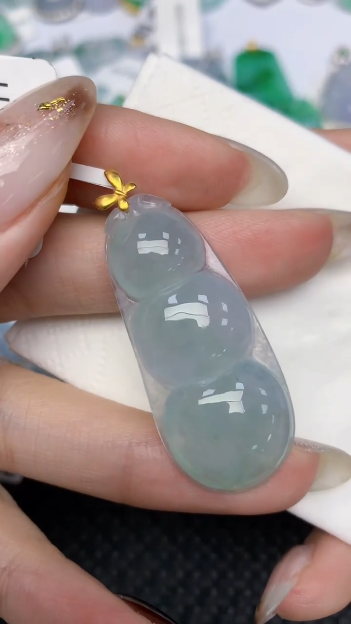 颈饰18K金镶嵌翡翠天然缅甸翡翠a货百元以上9元证书费自理