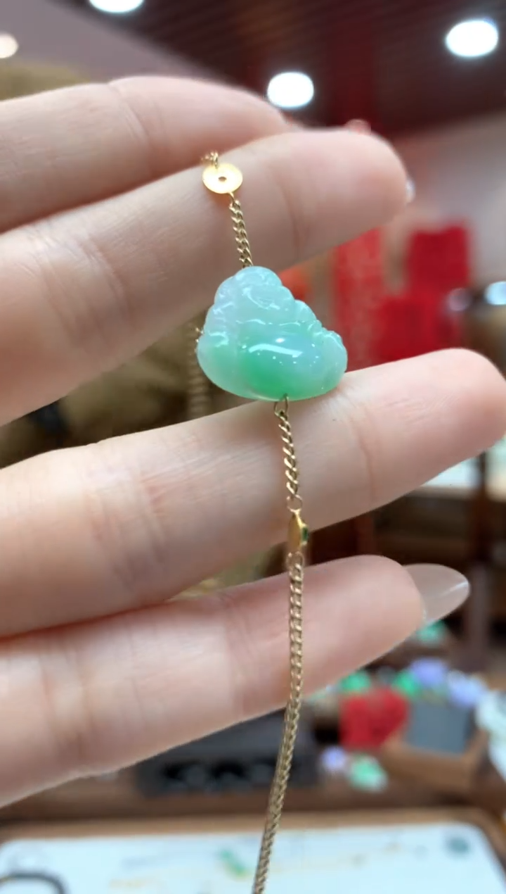 【闪购商品】翡翠手链18K金镶嵌手链