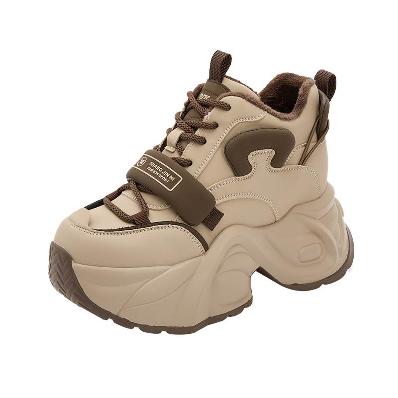 Z8232X加绒老爹鞋女冬季新款时尚运动厚底松糕鞋系带增高厚底